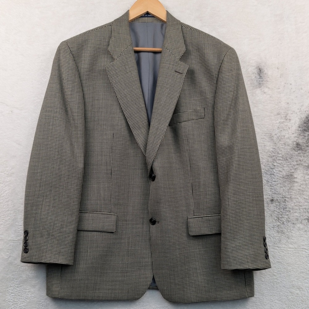 VTG Ralph Ralph Lauren Blazer Men's 43R Tan Houndstooth Wool Business Preppy 90s